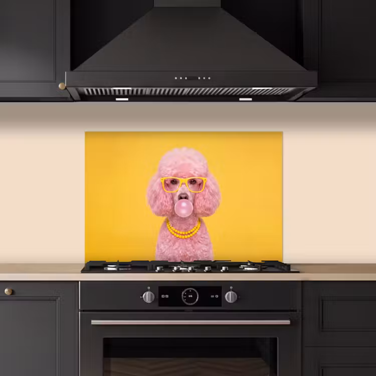 Hond - Kauwgum - Dieren - Modern - Roze keuken achterwand spatscherm klein -sfeer1