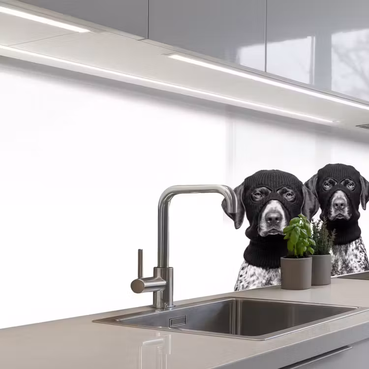 Honden - Bivakmuts - Zwart - wit keuken achterwand 2 middel -3d_schuin