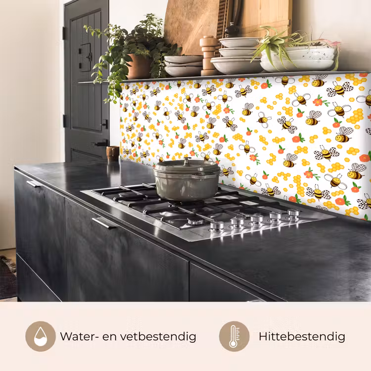 Honing - Bij - Bloemen - Patronen - Lente keuken achterwand 2 middel 871 -usp_NL