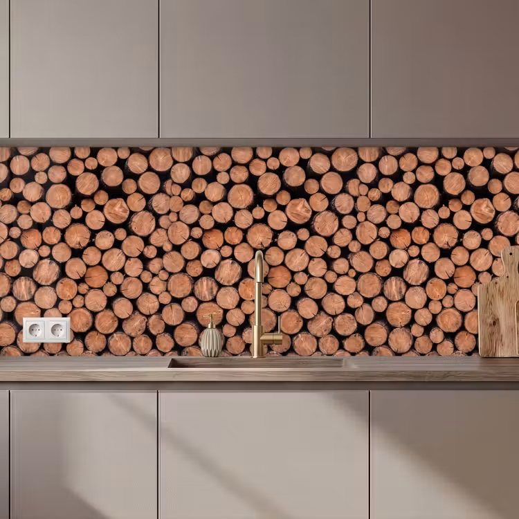 Houtblokken - Textuur - Patroon - Bruin - Rustiek keuken achterwand 2 middel zz_3dshopping