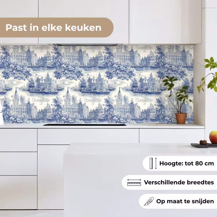 Huizen - Bomen - Water - Vogels - Blauw keuken achterwand 2 middel 871 -sfeer4_NL