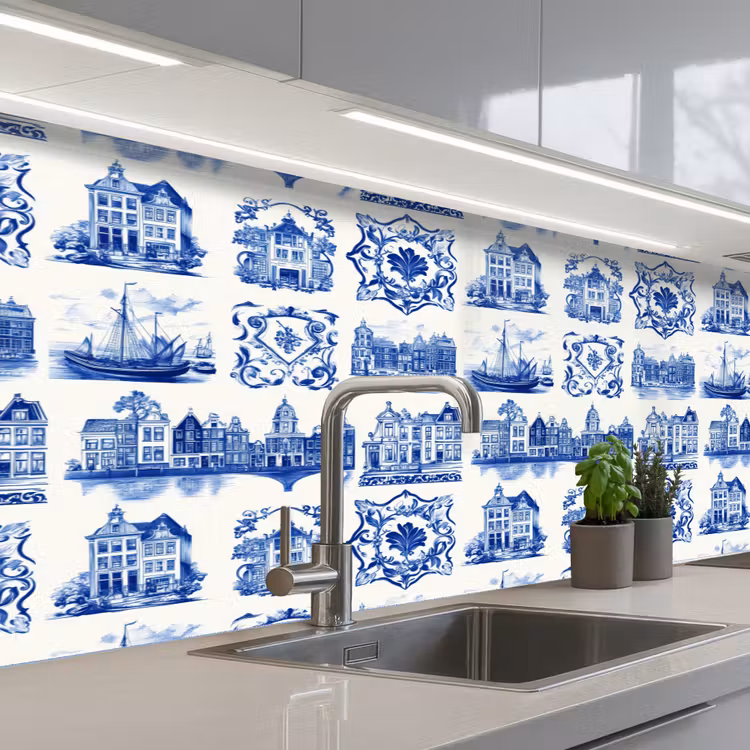 Huizen - Schepen - Blauw keuken achterwand 2 middel 871 -3d_schuin