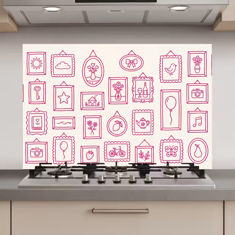 Illustratie - Collectie - Kunst - Minimalistisch - Roze keuken achterwand spatscherm klein -3d_website
