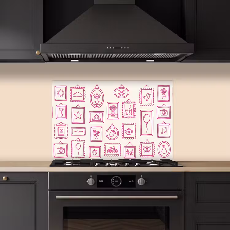 Illustratie - Collectie - Kunst - Minimalistisch - Roze keuken achterwand spatscherm klein -sfeer1