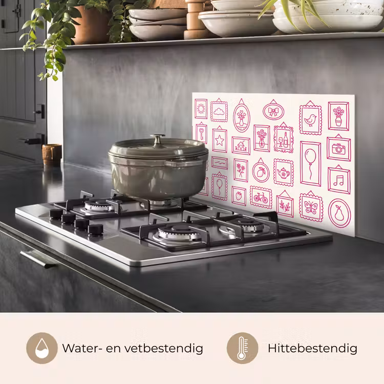 Illustratie - Collectie - Kunst - Minimalistisch - Roze keuken achterwand spatscherm klein -usp_NL