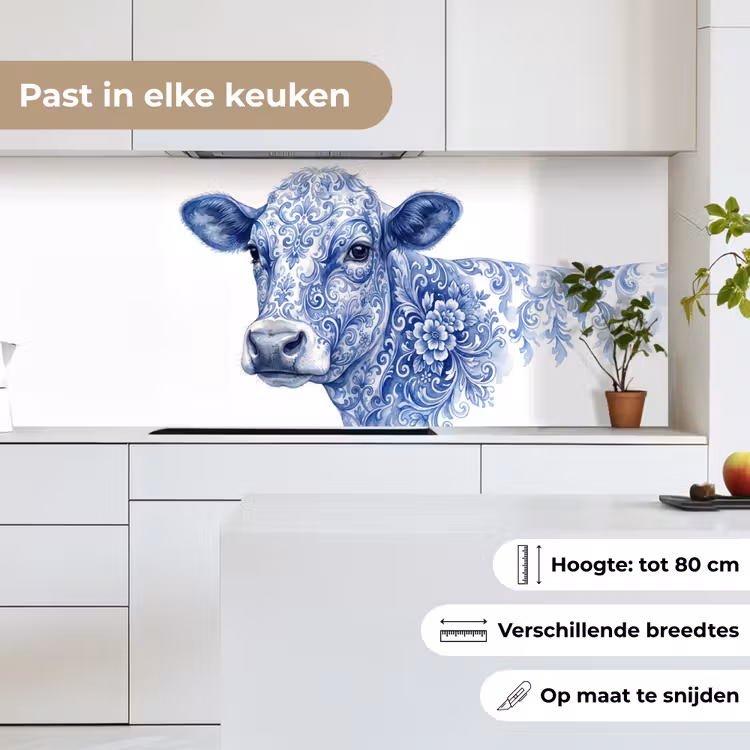 Illustratie - Koe - Blauw keuken achterwand 2 middel -sfeer4_NL