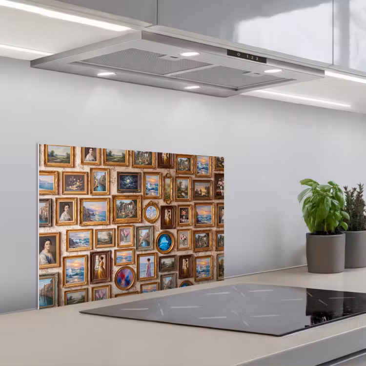 Interieur - Kunst - Collectie - Klassiek - Goud keuken achterwand spatscherm klein -3d_schuin