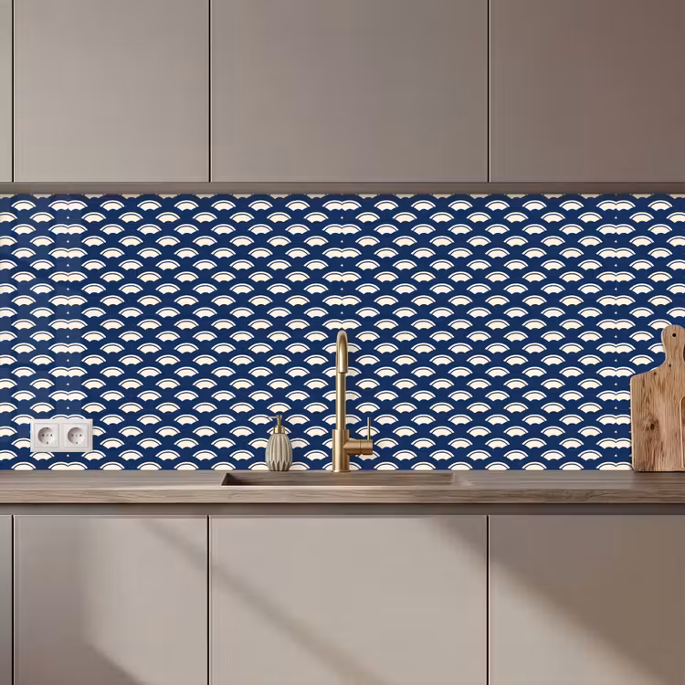 Japans - Blauw - Wit - Patronen keuken achterwand 2 middel 871 zz_3dshopping