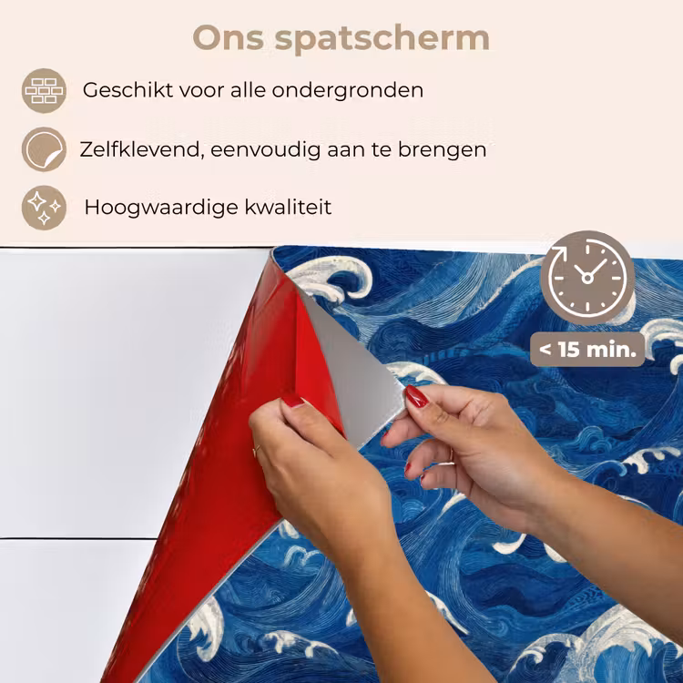 Japans - Oceaan - Golven - Blauw keuken achterwand spatscherm klein 900 -spatscherm_NL