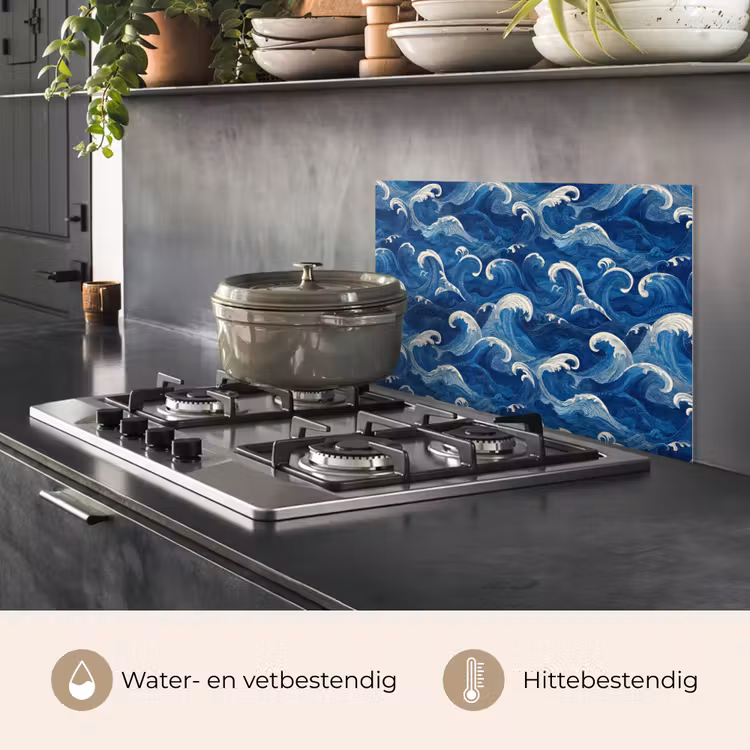 Japans - Oceaan - Golven - Blauw keuken achterwand spatscherm klein 900 -usp_NL