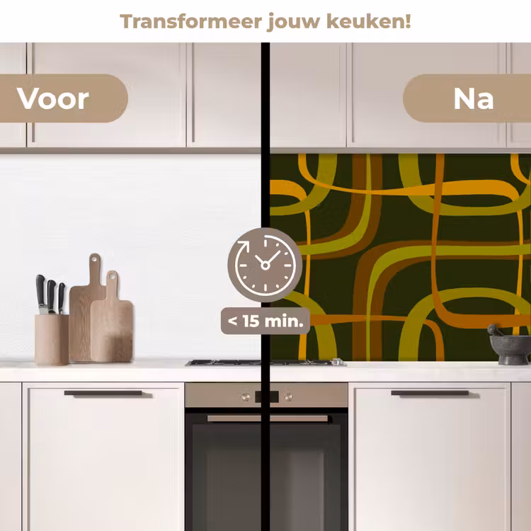 Jaren 70 - Retro - Groen keuken achterwand 2 middel 871 -voor-na2_NL
