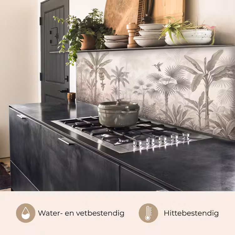 Jungle - Banenboom - Kolibrie - Beige keuken achterwand 2 middel -usp_NL