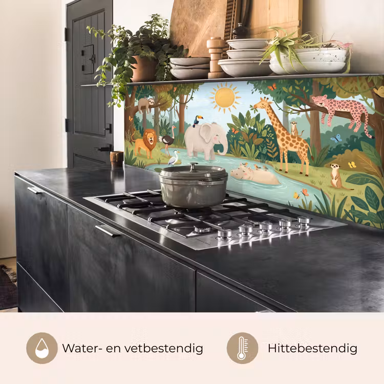 Jungle - Oase - Dieren - Kleurrijk keuken achterwand 2 middel -usp_NL