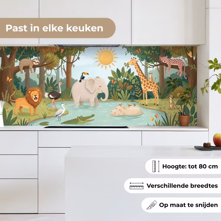 Jungle - Oase - Dieren - Kleurrijk keuken achterwand 2 middel -sfeer4_NL