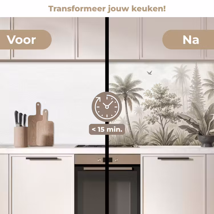 Jungle - Palmbomen - Natuur keuken achterwand 2 middel -voor-na2_NL