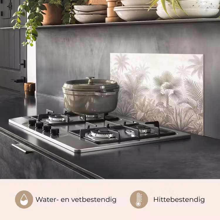 Jungle - Tropisch - Natuur -Vintage - Beige keuken achterwand 2 middel -sfeer4_NL