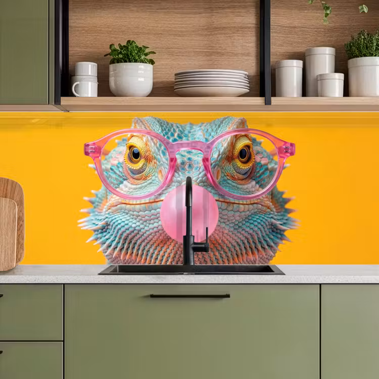 Kameleon - Kauwgom - Kleurrijk keuken achterwand 2 middel -sfeer3