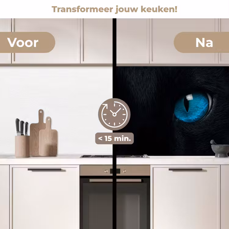 Kat - Blauw - Dier - Zwart keuken achterwand 2 middel -voor-na2_NL