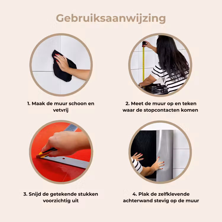 Kat - Blauw - Dier - Zwart keuken achterwand 2 middel -gebruiksaanwijzing_NL