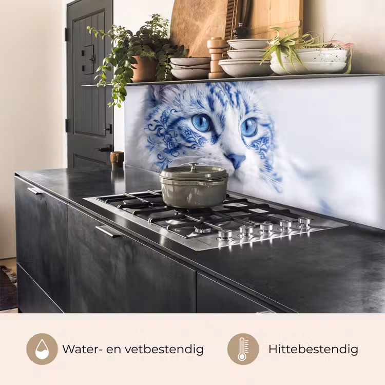 Kat - Patroon - Blauw keuken achterwand 2 middel -usp_NL