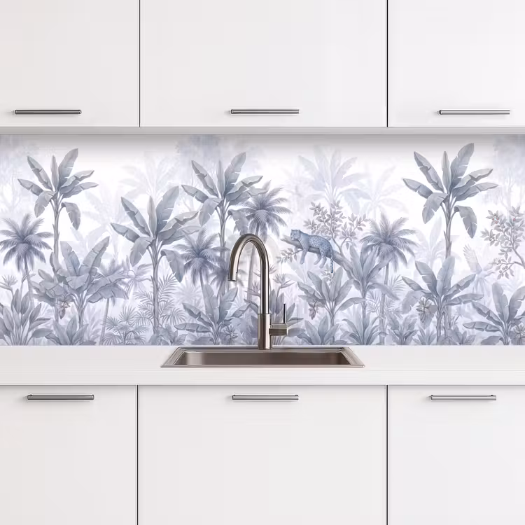 Kat - Tropisch bos - Modern - Grijs keuken achterwand 2 middel -3d