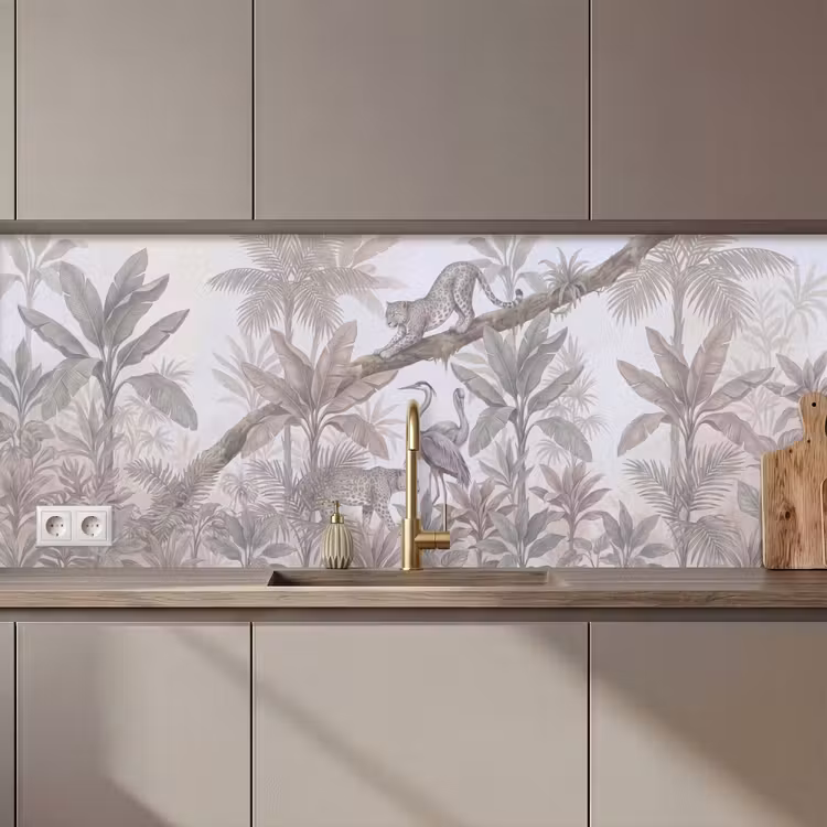 Kat - Vogel - Jungle - Illustratie - Dieren keuken achterwand 2 middel zz_3dshopping