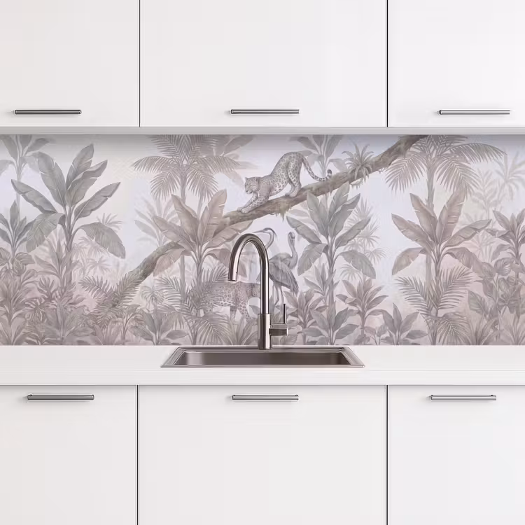 Kat - Vogel - Jungle - Illustratie - Dieren keuken achterwand 2 middel -3d