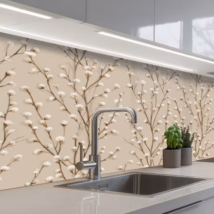 Katoen - Natuur - Taupe keuken achterwand 2 middel 871 -3d_schuin