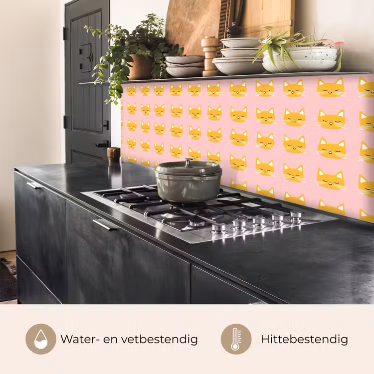 Katten - Patroon - Roze keuken achterwand 2 middel 871 -usp_NL