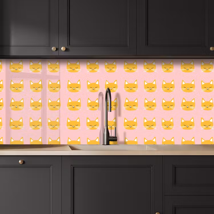 Katten - Patroon - Roze keuken achterwand 2 middel 871 -sfeer1