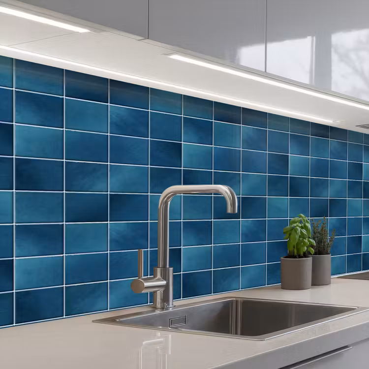 Keramiek - Structuur - Tegel - Blauw keuken achterwand 2 middel 871 -3d_schuin
