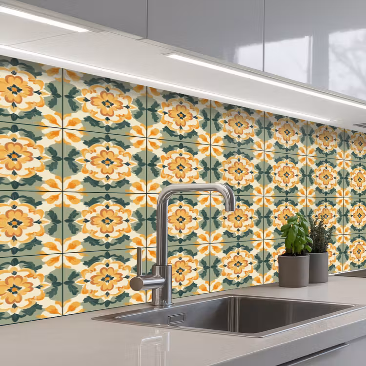 Keramiek - Verweerd - Kleurrijk keuken achterwand 2 middel 871 -3d_schuin