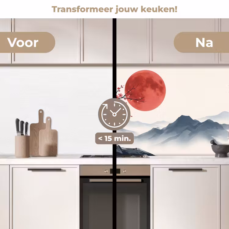 Kersenbloesem - Oosters - Rood keuken achterwand 2 middel -voor-na2_NL