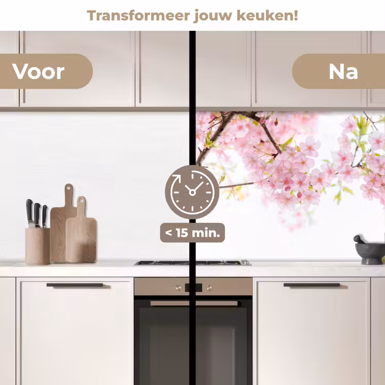 Kersenbloesem - Roze - Bloemen - Sakura - Natuur keuken achterwand 2 middel -voor-na2_NL