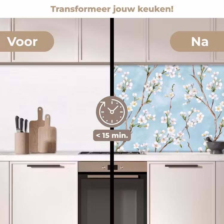 Kersenbloesem - Textuur - Blauw keuken achterwand 2 middel 871 -voor-na2_NL