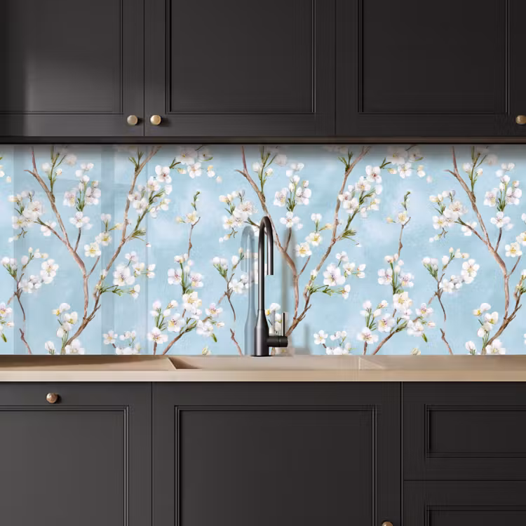 Kersenbloesem - Textuur - Blauw keuken achterwand 2 middel 871 -sfeer1