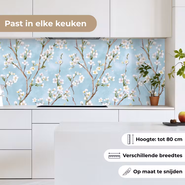 Kersenbloesem - Textuur - Blauw keuken achterwand 2 middel 871 -sfeer4_NL