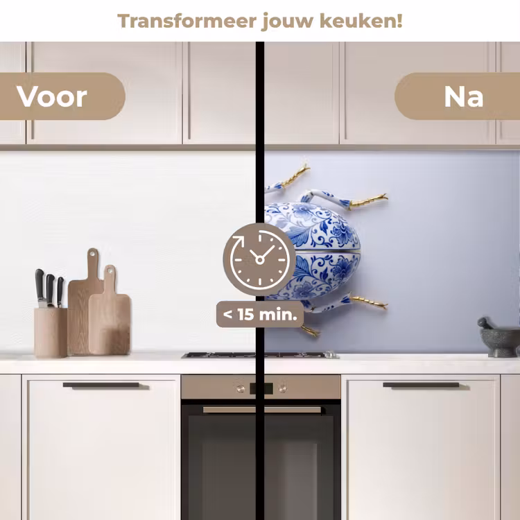 Kever - Delfts - Blauw - Goud keuken achterwand 2 middel -voor-na2_NL