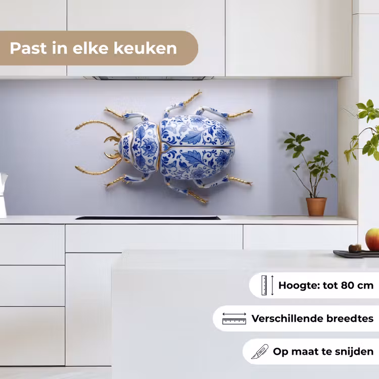 Kever - Delfts - Blauw - Goud keuken achterwand 2 middel -sfeer4_NL