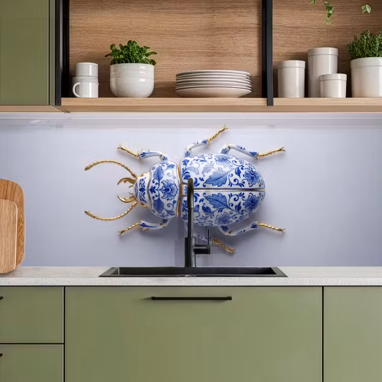 Kever - Delfts - Blauw - Goud keuken achterwand 2 middel -sfeer3