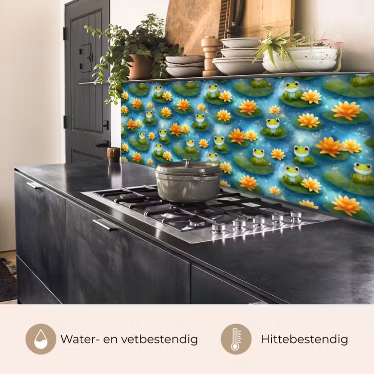 Kikker - Lelies - Groen keuken achterwand 2 middel 871 -usp_NL
