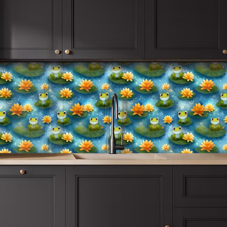 Kikker - Lelies - Groen keuken achterwand 2 middel 871 -sfeer1