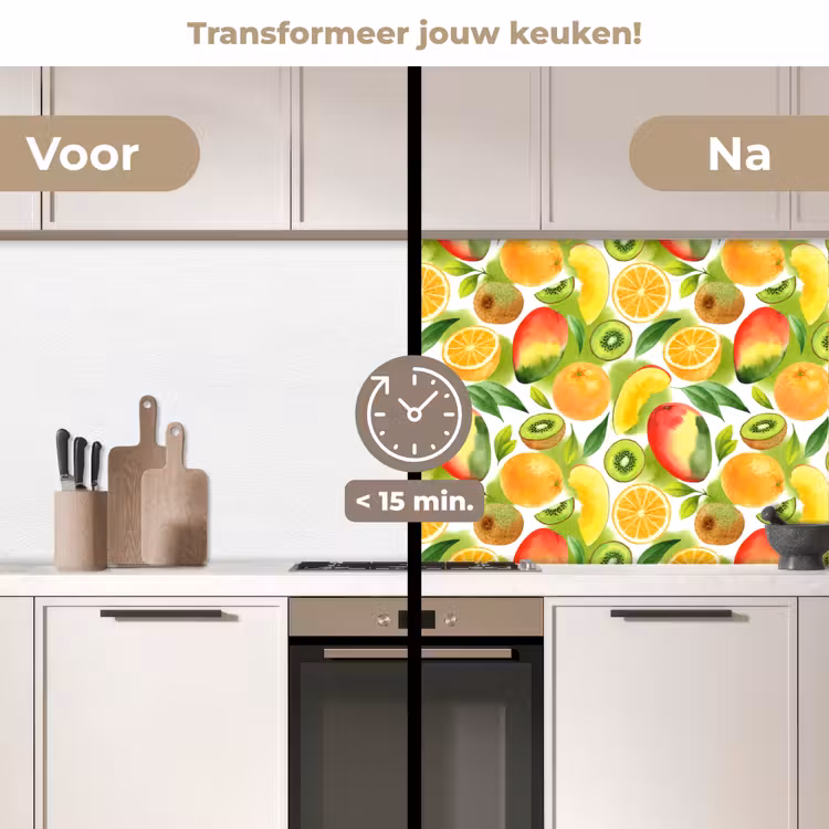 Kiwi - Sinasappel - Mango - Perzik keuken achterwand 2 middel 871 -voor-na2_NL