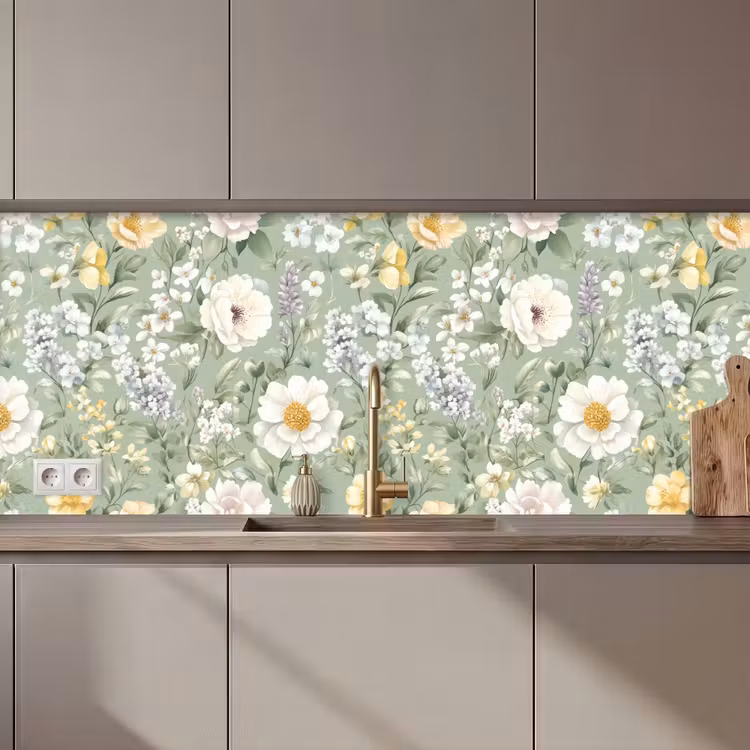 Klassiek - Bloemenpatroon - Kleurrijk keuken achterwand 2 middel 871 zz_3dshopping