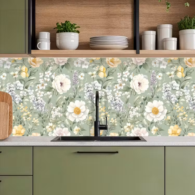 Klassiek - Bloemenpatroon - Kleurrijk keuken achterwand 2 middel 871 -sfeer3