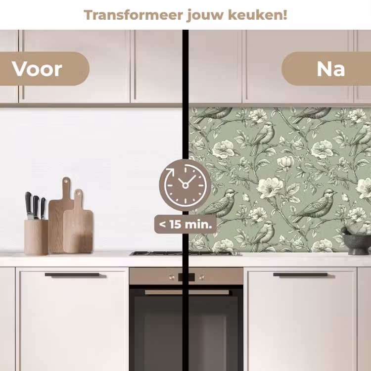 Klassiek - Botanisch - Groen keuken achterwand 2 middel 871 -voor-na2_NL