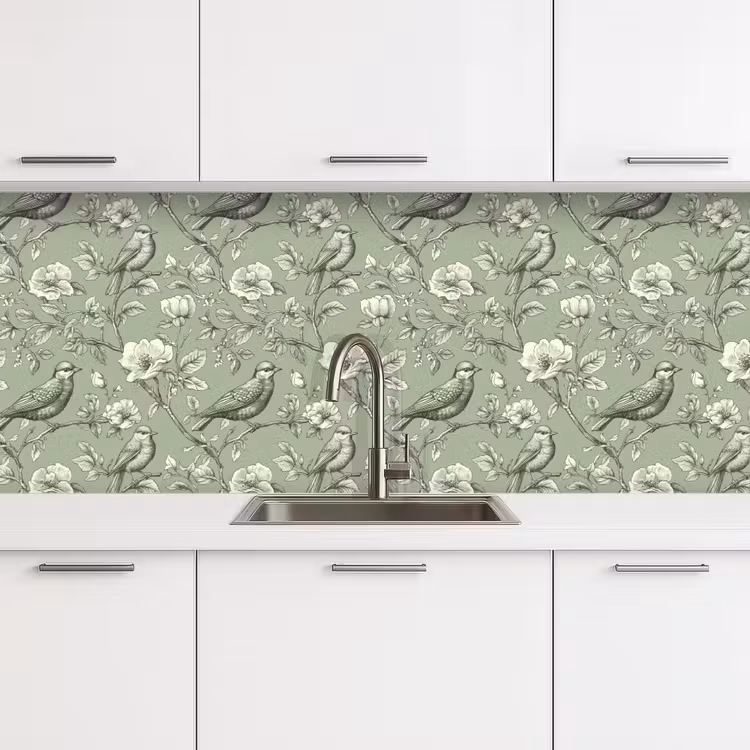 Klassiek - Botanisch - Groen keuken achterwand 2 middel 871 -3d