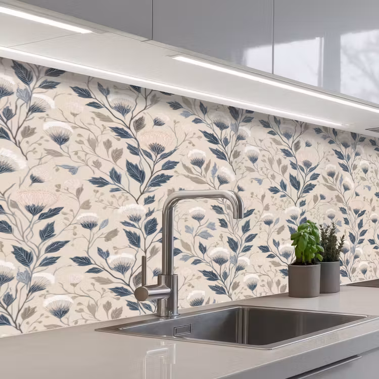 Klassiek - Botanisch - Kleurrijk keuken achterwand 2 middel 871 -3d_schuin