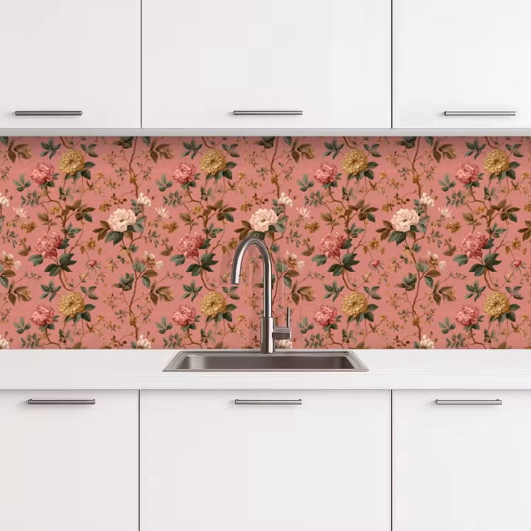 Klassiek - Botanisch - Roze keuken achterwand 2 middel 871 -3d