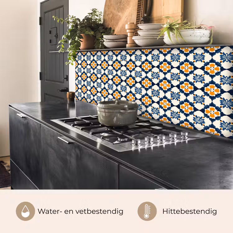 Klassiek - Geometrisch - Blauw keuken achterwand 2 middel 871 -usp_NL
